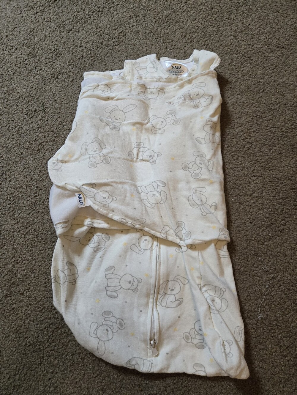 Halo Cream SleepSack Swaddle with Bunny Print